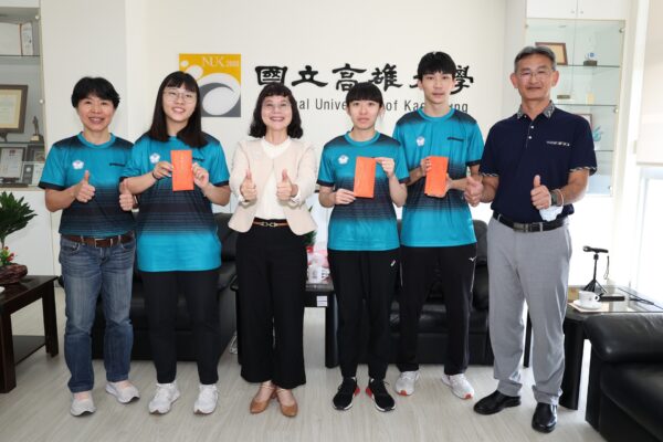 林姿妤、田曉雯、蘇晉賢，3生代表台灣出征「2022年第4屆杭州亞洲帕拉運動會（亞帕運）」，桌球賽事勇奪2金1銀1銅。圖/高雄大學提供
