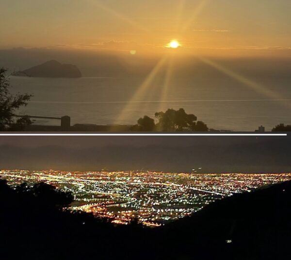 呼啦莊園營地白天可眺望龜山島及烏石港,夜晚能賞夜景。圖/呼啦莊園提供