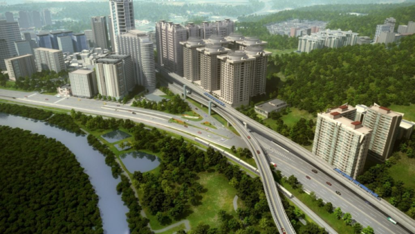 淡北道路模擬圖，未來串聯淡海新市鎮與北士科園區，帶動周邊產業發展。圖／新北市政府提供。